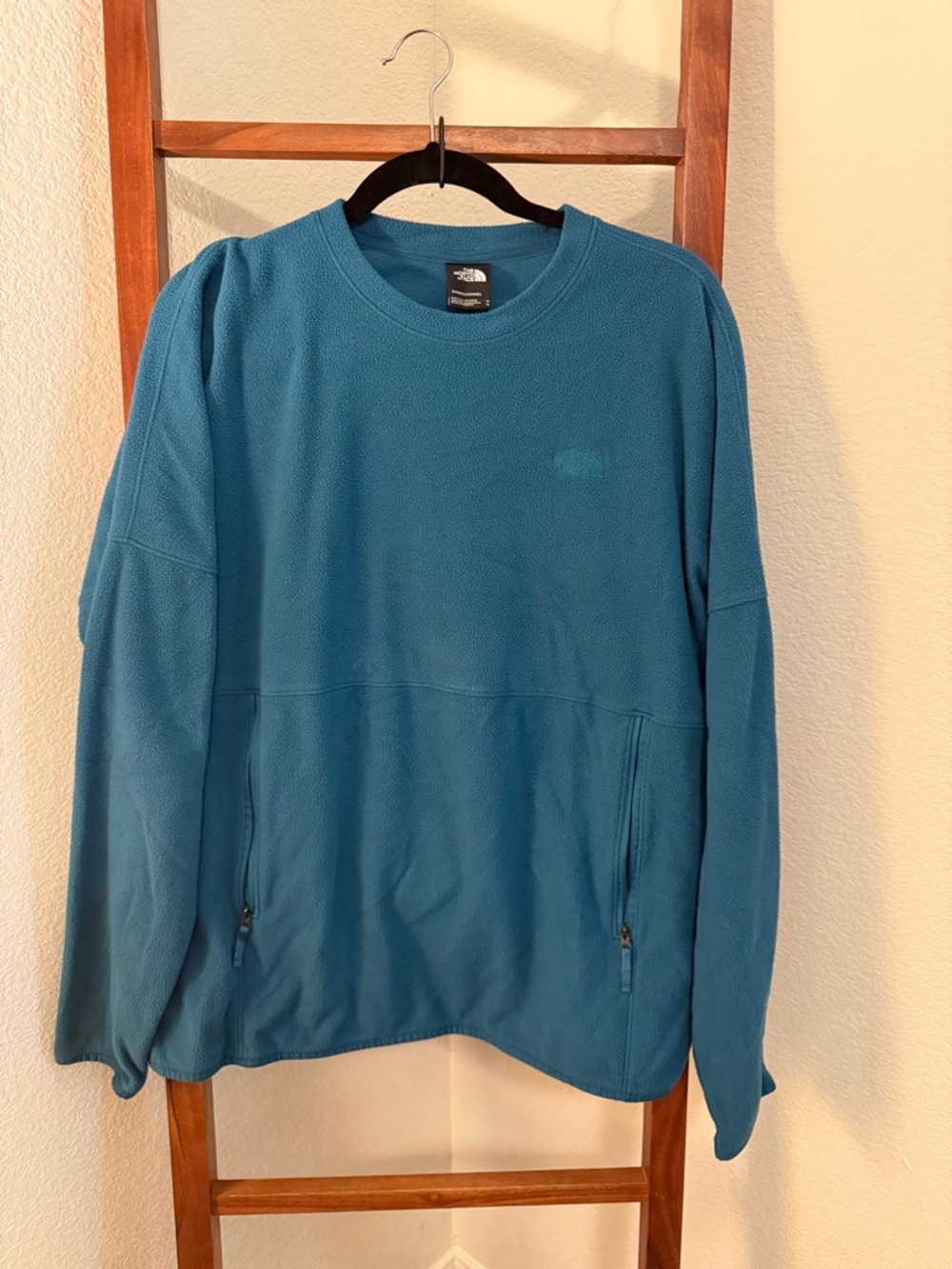 The North Face Women’s TKA Glacier Teal Crewneck Fleece Pullover Size XL